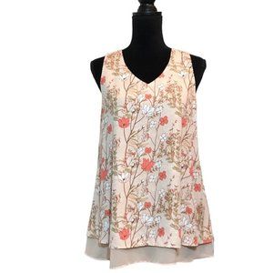 C EST. 1946 Women's Sleeveless Layered  Floral Top in Pale Blush - Size Small